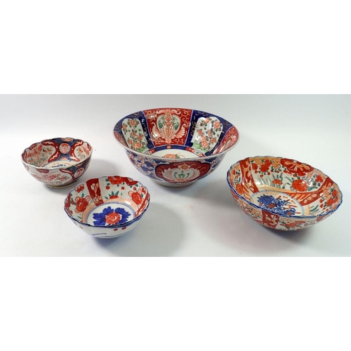 165 - Four various Japanese Imari bowls, the largest 26cm diameter