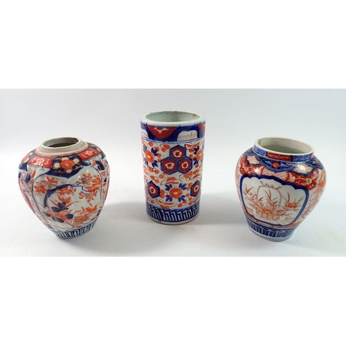 172 - Three various Japanese Imari vases, the largest 16cm tall