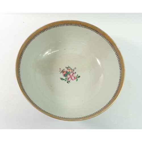 176 - A Chinese 18th century large bowl painted swags of flowers to exterior and spray of flowers to inter... 