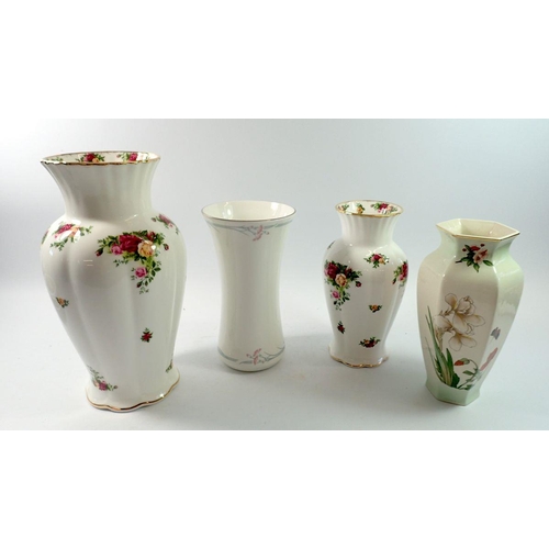 182 - Four large floral vases by Royal Albert, Doulton and Palissy, largest 31cm tall