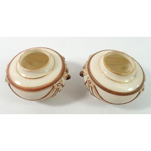 194 - Two Royal Worcester small posy vases with rope swags, circa 1875, 5.5cm tall