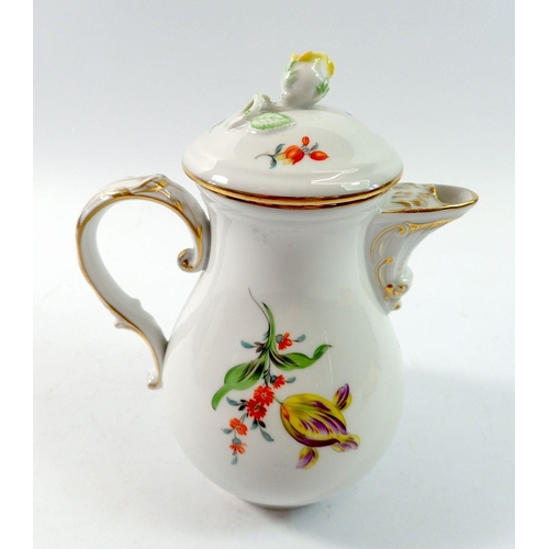 205 - A small Meissen floral painted jug, 16cm tall