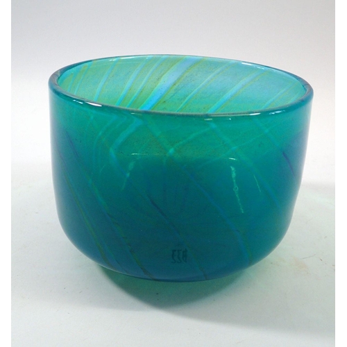 224 - A Medina blue glass bowl, 13.5cm diameter