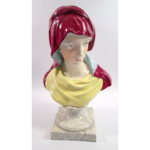 25 - An Enoch Wood pottery bust of Madonna, 40cm tall