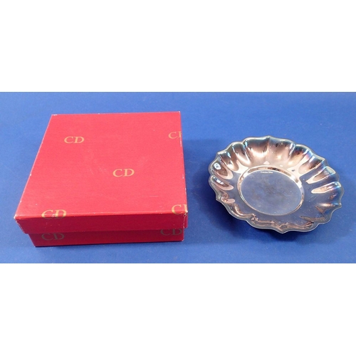 270 - A Christian Dior silver plated pin dish, boxed - 11.5cm diameter