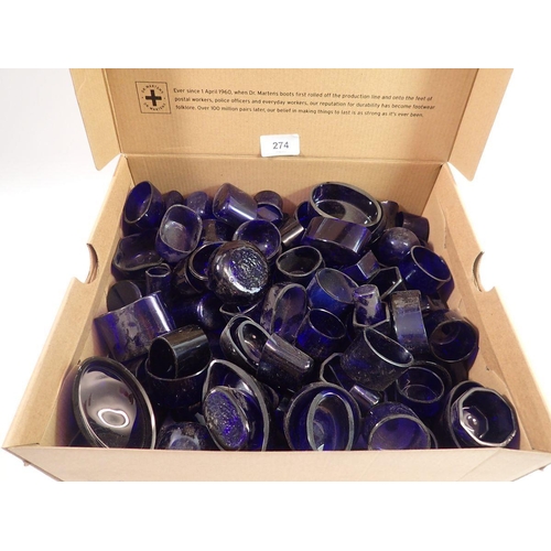 274 - A large quantity of blue glass cruet liners