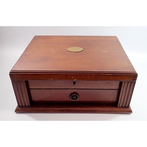 277 - A mahogany cutlery canteen box, 45cm wide with carving set and twenty four knives