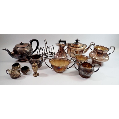 278 - A silver Art Nouveau mustard pot and various silver plated tea ware etc.