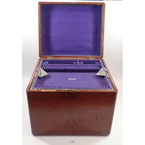 281 - A Vander & Hedges mahogany large cutlery box with four lift out trays, 39cm wide