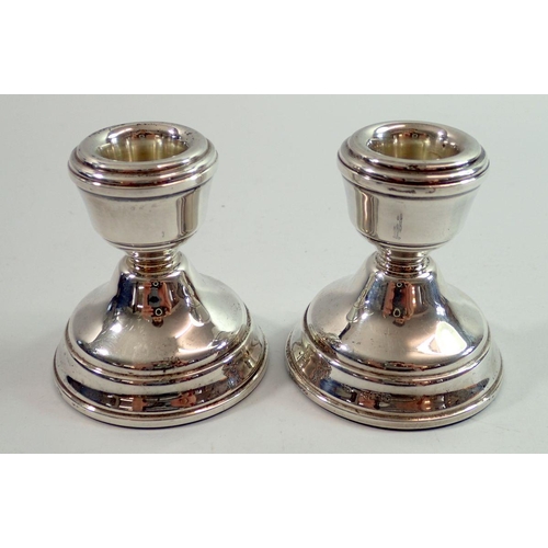 288 - A pair of dwarf silver candlesticks, Birmingham 1979, by Broadway & Co, 6.5cm tall