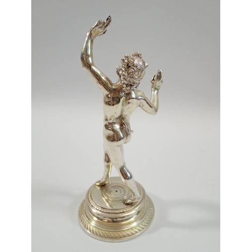 289 - A late 19th century French silver plated figure of Bacchus dancing, on plinth base, 19.5cm, 420g