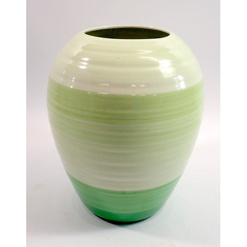 29 - A Shelley Harmony Ware green banded vase, 21cm