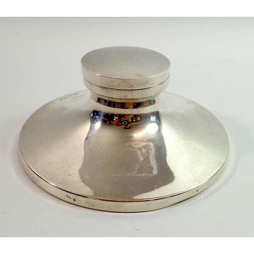 291 - A silver capstan inkwell, Birmingham 1926 by William Neale, 14cm