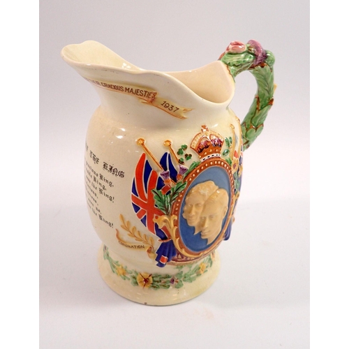 30 - A George VI Crown Devon Fieldings coronation musical jug, 20cm