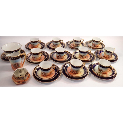 44 - A Royal Epiag tea service painted desert scenes comprising eleven cups and saucers, twelve tea plate... 