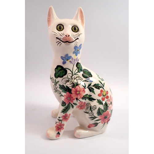 67 - A Griselda Hill Wemyss cat painted flowers, privately commissioned, 33.5cm