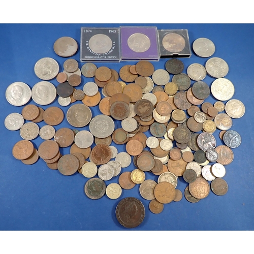 675 - A box of pre-decimal British coins including William III halfpenny (date rubbed) George III cartwhee... 