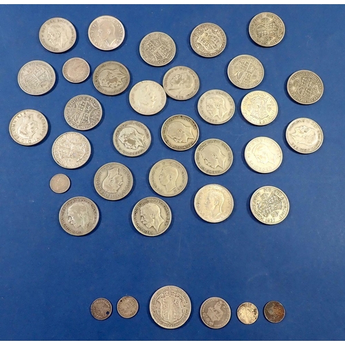 695 - British silver group including pre-1947 half crowns total weight 380g and pre-1920 half crown, shill... 