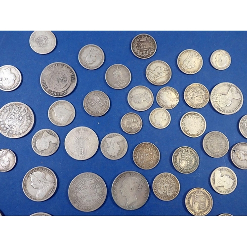 697 - Quantity of British silver pre 1920 coins approx 600g silver content, sixpences through jubilee head... 