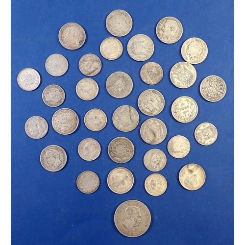 701 - A group of silver content European coins including Belgium, France, Italy, Switzerland, Vittoria Ema... 