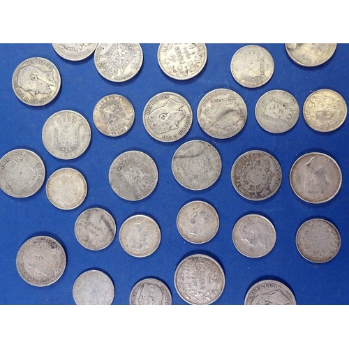 701 - A group of silver content European coins including Belgium, France, Italy, Switzerland, Vittoria Ema... 