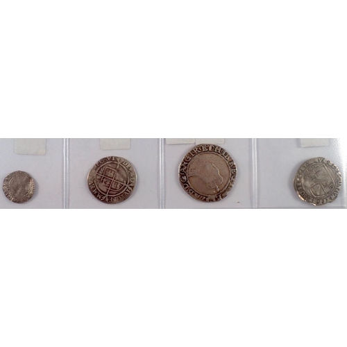 709A - Hammered British coins group including Elizabeth I shilling, expence 1566 and half groat plus a Jame... 