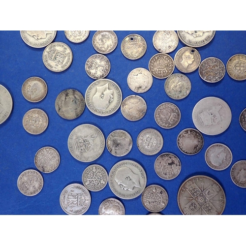 710 - A group of British silver coins including Anne shilling mounted as pendant, Victoria - George VI thr... 