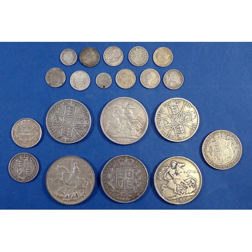 725 - British silver coins including Victoria young head crown 1844, 2x jubilee head crowns 1889 and 1890,... 