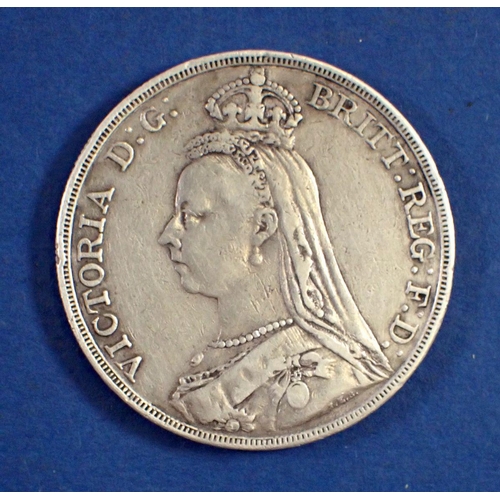 736 - A Victoria Jubilee bust silver crown 1889 - Condition: F - VF