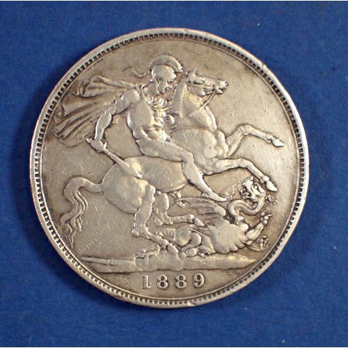 736 - A Victoria Jubilee bust silver crown 1889 - Condition: F - VF