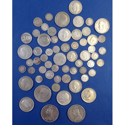 747 - Qauntity of silver content coinage inc: silver threepences, sixpences, shillings, florins, halfcrown... 