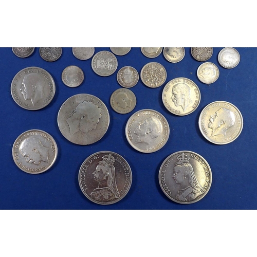 747 - Qauntity of silver content coinage inc: silver threepences, sixpences, shillings, florins, halfcrown... 