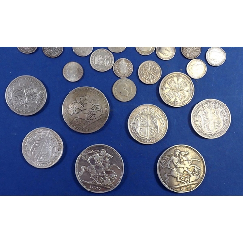 747 - Qauntity of silver content coinage inc: silver threepences, sixpences, shillings, florins, halfcrown... 