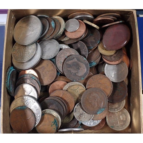 770 - A box of various pre-decimal British coins, year sets and Elizabeth II commemorative crowns, Coinage... 