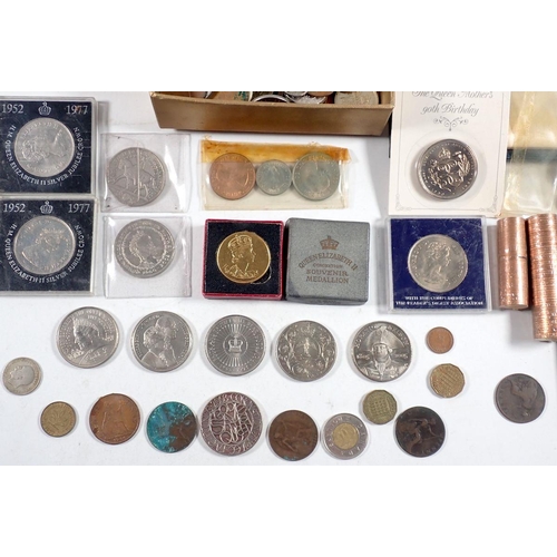 770 - A box of various pre-decimal British coins, year sets and Elizabeth II commemorative crowns, Coinage... 