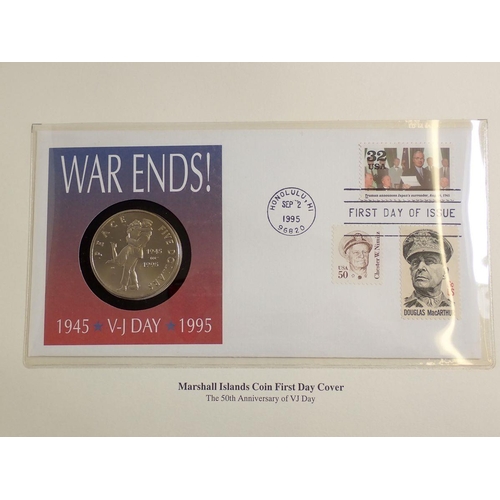 771A - The History of World War II by Westminster across eight albums including coin and stamp covers - app... 