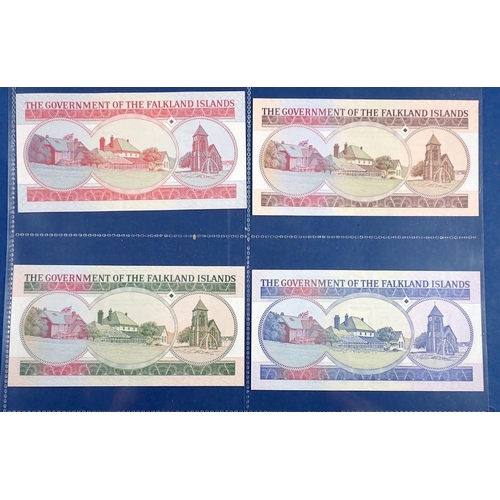 780 - Falkland Islands banknotes x4 - fifty pounds 1st July 1990 A014427, twenty pounds 1st January 2011 B... 