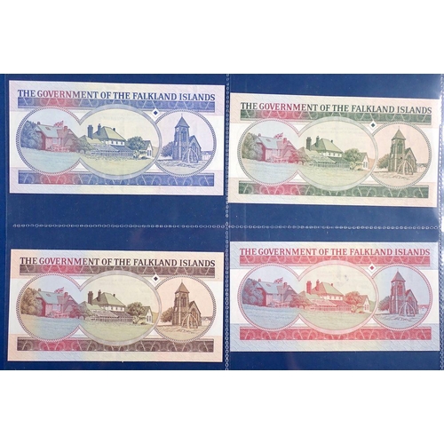 781 - Falkland Islands banknotes x4 - fifty pounds 1st July 1990 A014428, twenty pounds 1st October 1984 A... 