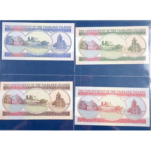 783 - Falkland Islands banknotes x4 - fifty pounds 1st July 1990 A014429, twenty pounds 1st October 1984 A... 