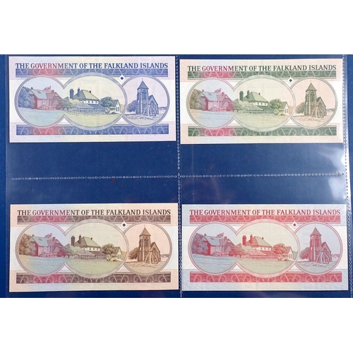 785 - Falkland Islands banknotes x4 - fifty pounds 1st July 1990 A014430, twenty pounds 1st October 1984 A... 