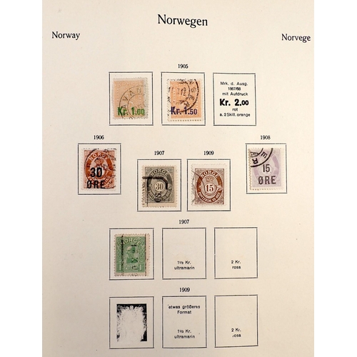 791 - Stamps of Norway: Two albums and 2 stock-books of mainly used definitives, commemoratives, officials... 