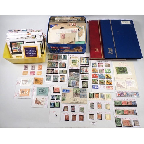 796 - British Empire/Commonwealth & World stamps: Black crate of 2 stock-books, tin and plastic carton ful... 