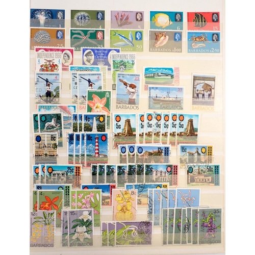 812 - Barbados stamps: Blue stockbook of mostly used definitives and commemoratives from 1875 issue to 199... 