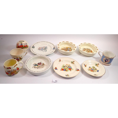 83 - A group of nursery china including Bunnykins and Peter Rabbit