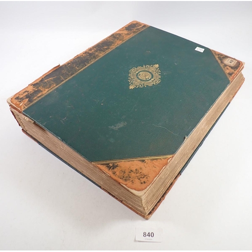 840 - GB & Br Empire stamps: Large 12”x16”green and leather album of 50 pages (double-sided) with gilt emb... 
