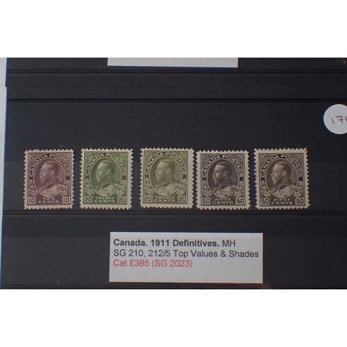 859 - Stamps of Canada: Mint 1911-1926 issue KGV definitive higher values to $1 including shades and 2c su... 