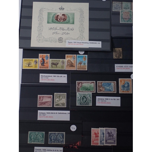 860 - British Empire stamps: Mint and used QV-QEII, countries A to I, on 22 stock-cards; definitives, comm... 