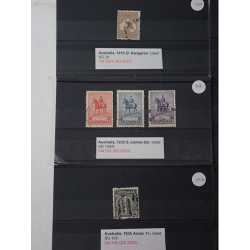 867 - Stamps of Australia: Various mint and used KGV issues on 9 stock-cards with Roos to £1 including 3d ... 