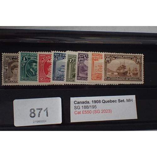 871 - Canada stamps: Quebec Tercentenary set, mint, SG 188/195, cat £550.