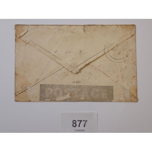 877 - GB: Used Mulready 1d black envelope, Forme A167, double red Maltese Cross, ‘T.P.TWICKENHAM’ bar canc... 